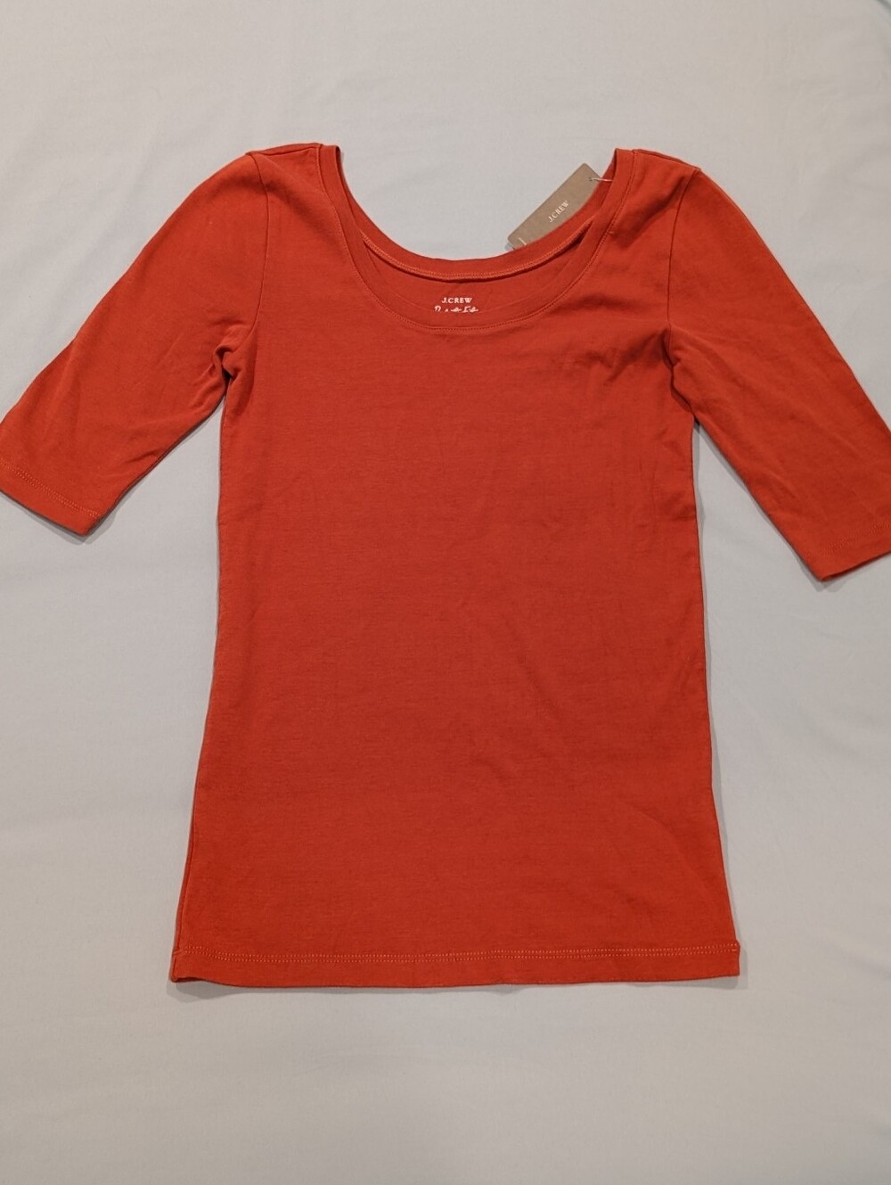 J. Crew Burnt Orange Perfect Fit Scoop Neck Short Sleeve Tee